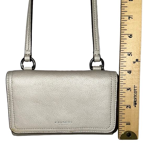 Coach Pearl Cream Metallic Crossbody Wallet Convertible Leather Crossbody Purse - Picture 11 of 14